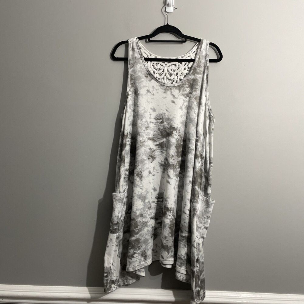 Rene Rofe Women’s Relaxed Homewear Tie-Dye Nightgown Dress XL Pockets